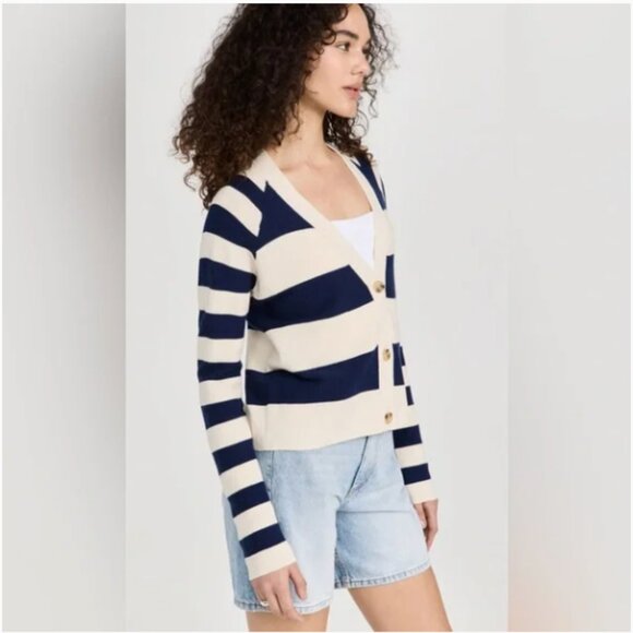 ATM Cotton Blend Mix Stripe Cardigan - Picture 2 of 8